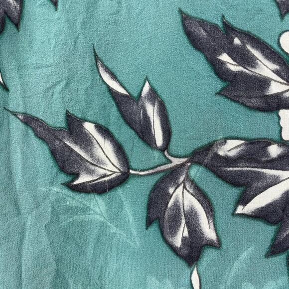 Citron Blouse Womens Size Medium Green Silk Floral V-Neck Button Santa Monica - Picture 8 of 9